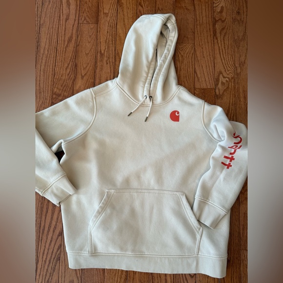 Carhartt Tops - Carhartt Women's Relaxed Fit Midweight Logo Sleeve Graphic Hoodie 3XL Ivory